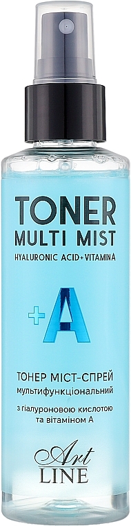 Тонер мист-спрей для лица с гиалуроновой кислотой и витамином А - Art Line Toner Mist Hyaluronic Acid + Vitamin A