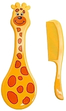 Гребінець та щітка для волосся "Жираф", жовтий - Lindo Li 600 — фото N1