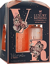 Духи, Парфюмерия, косметика Набор - Grace Cole The Luxury Bathing Velvet Rose & Peony Exquisite (sh/gel/100ml + b/cr/100ml + sponge/1pc)