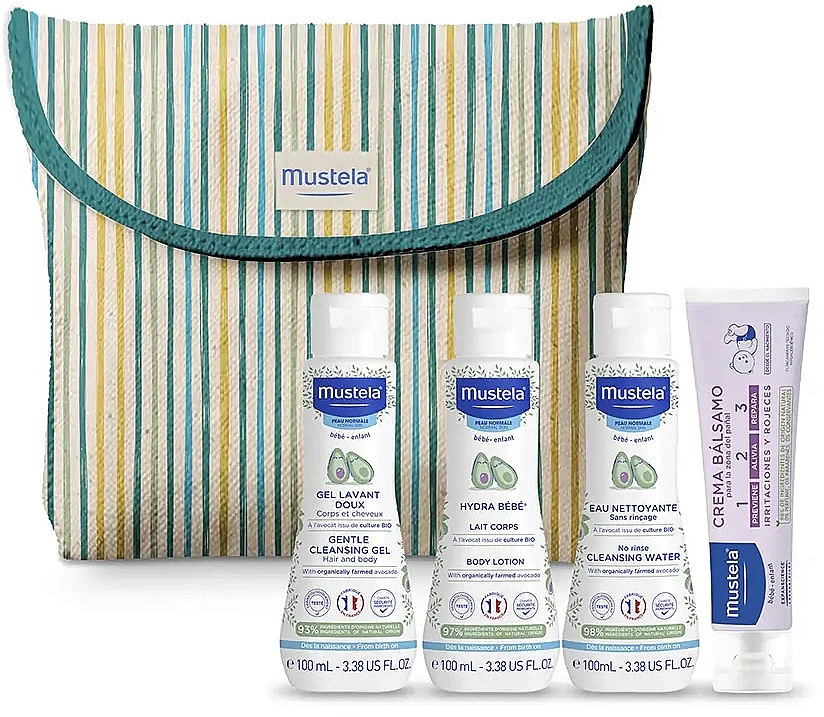 Набор, 5 продуктов - Mustela Bebe Little Moments Neceser Rayas Set — фото N1