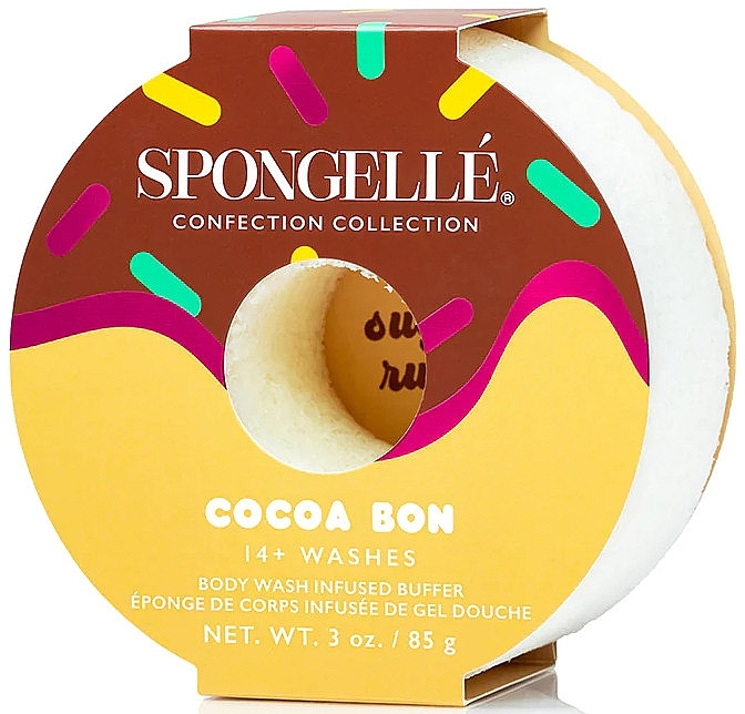 Пенная многоразовая губка для душа - Spongelle Confection Body Wash Infused Buffer Cocoa Bon — фото N1