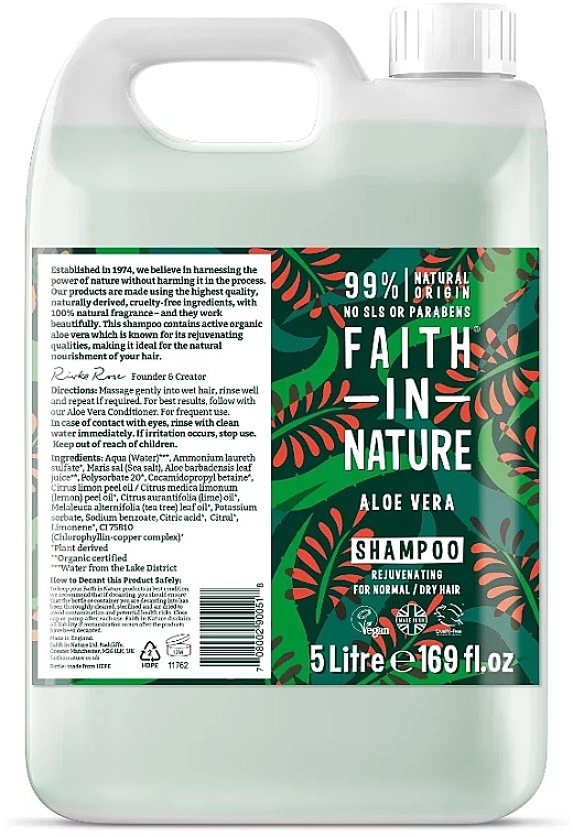 Шампунь для нормальных и сухих волос "Алоэ вера" - Faith In Nature Aloe Vera Shampoo Refill (сменный блок) — фото N1