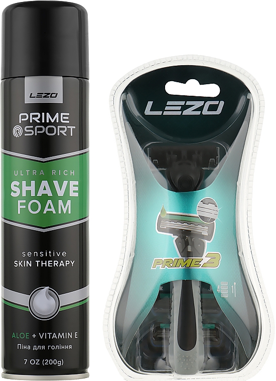 Набор - Lezo Box Prime Gentleman's Sensitive Skin (sh/foam/200ml + razor/1шт + blade/4шт) — фото N2