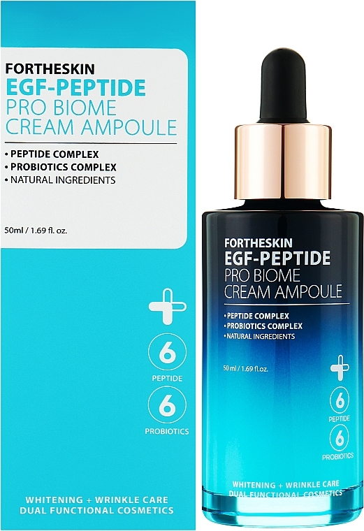 Омолаживающая пептидная крем-сыворотка для лица - Fortheskin EGF-Peptide Pro Biome Cream Ampoule — фото N2