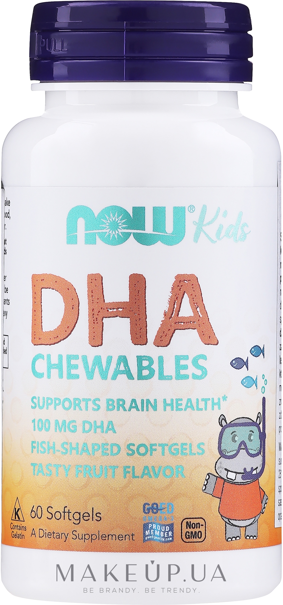Рыбий жир для детей, 100 мг - Now Foods Kid's Chewable DHA — фото 60шт