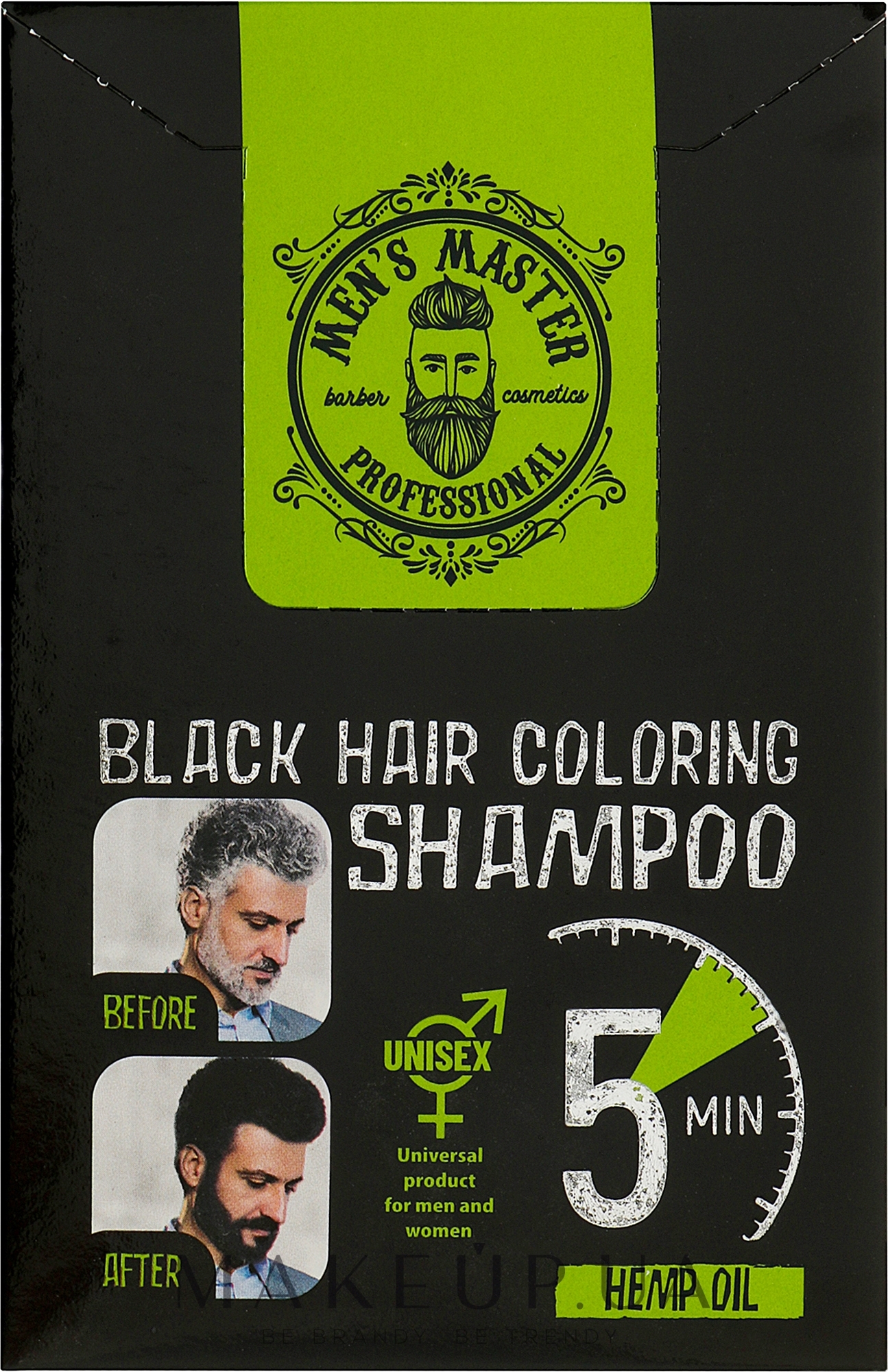 Фарбувальний шампунь для волосся, для камуфлювання сивини - Men's Master Black Hair Coloring Shampoo — фото 10x25ml