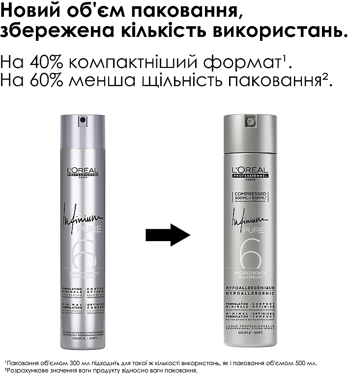 Профессиональный лак без запаха для очень сильной фиксации волос - L'Oreal Professionnel Infinium Pure Extra Strong — фото N3