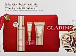 Духи, Парфюмерия, косметика Набор - Clarins Lift Affine Visage V-Shaping (face/ser/50ml + eye/ser/7ml + face/mask/15ml + bag)