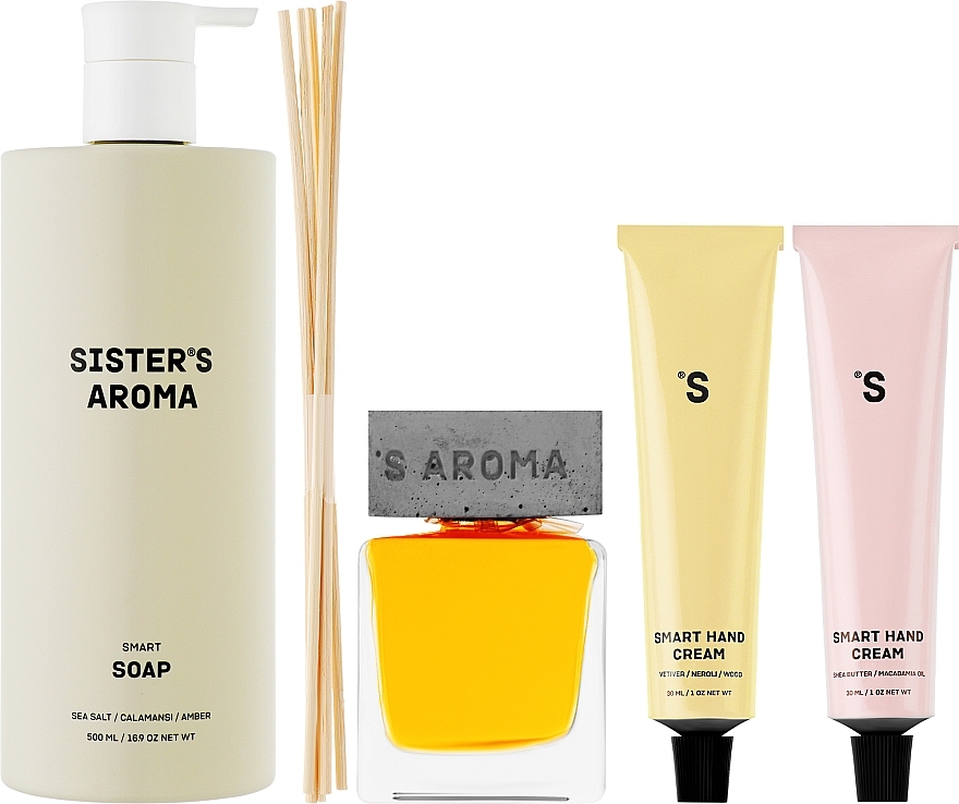 Набір - Sister's Aroma The Biggest Gift 2.0 (diffuser/120ml + soap/500ml + h/cr/2x30g) — фото N2