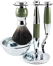 Духи, Парфюмерия, косметика Набор для бритья - Edwin Jagger Green & Chrome 4 Piece Mach3 Set Black Synthetic