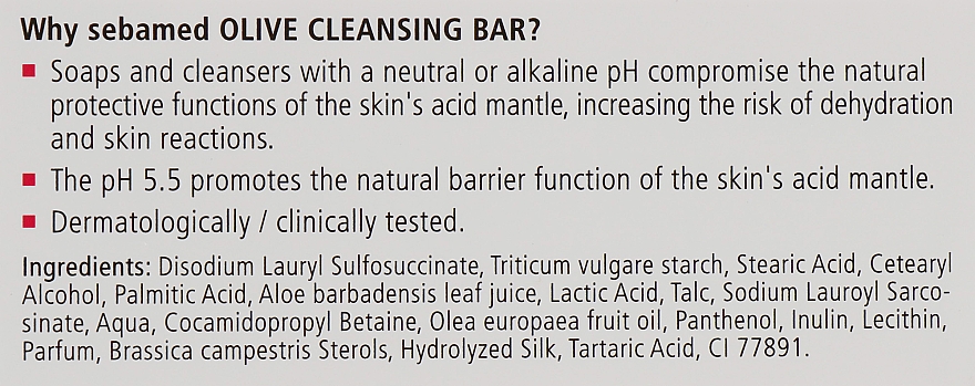 Мило "Оливкове" для чутливої та сухої шкіри - Sebamed Olive Cleansing Bar — фото N3