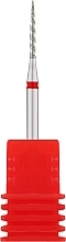 Фреза алмазная "Пламя" 243 014LXR, диаметр 1,4 мм, красная, торнадо - Nail Drill — фото N1