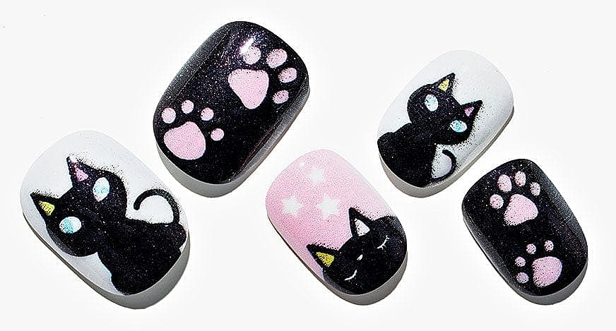 Накладные ногти для детей "Кот", черный, 962 - Deni Carte Magic Miss Tips — фото N3