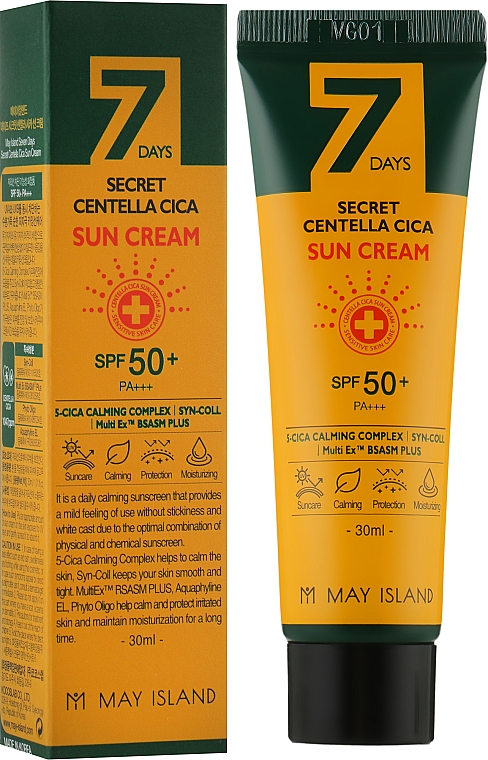 Сонцезахисний крем для обличчя з центелою - May Island 7 Days Secret Centella Cica Sun Cream SPF 50 — фото N1