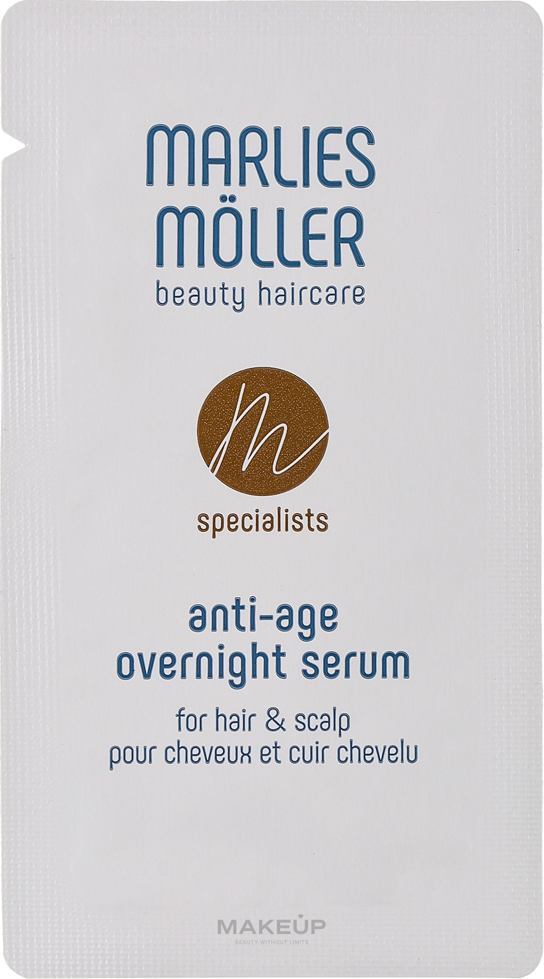 Ночная антивозрастная сыворотка для волос и кожи головы - Marlies Moller Specialists Anti-Age Overnight Serum For Hair & Scalp (пробник) — фото 3ml