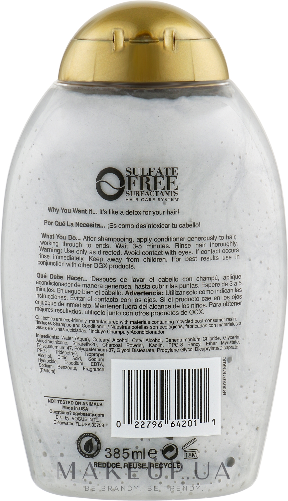 Кондиционер для волос "Детокс" - OGX Purifying+Charcoal Detox Conditioner — фото 385ml