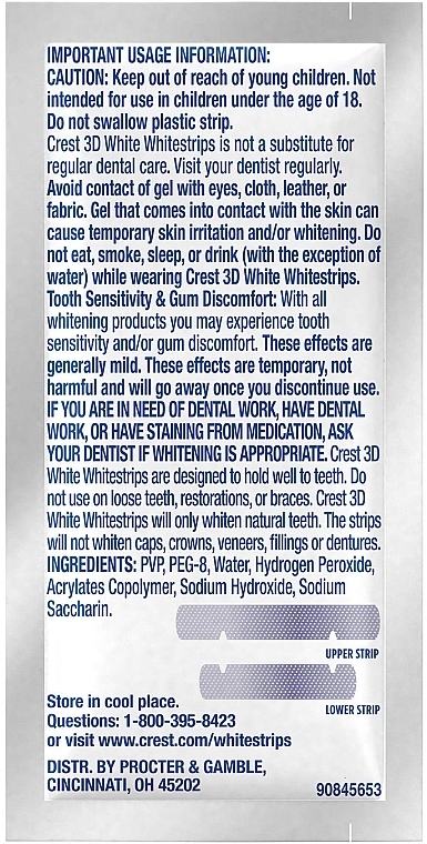 УЦІНКА Відбілювальні полоски для зубів - Crest 3D White 1 Hour Express No Slip Whitestrips Dental Whitening Kit * — фото N9