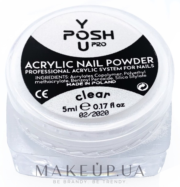 Акрилова пудра для нігтів, 10 мл - YouPOSH Acrylic Nail Powder — фото Clear