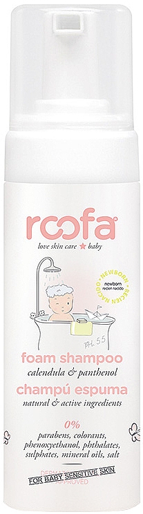 РОЗПРОДАЖ Шампунь-пінка без сліз з календулою та пантенолом, з народження - Roofa Foam Shampoo Syndet (Natural) *