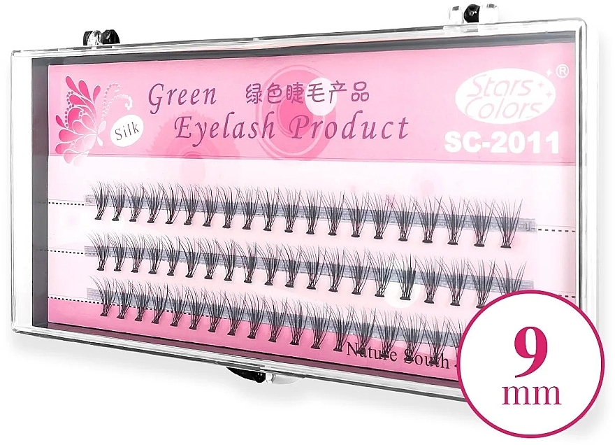 Накладні пучки, С, 9 мм - Clavier Pink Silk Green Eyelash — фото N1