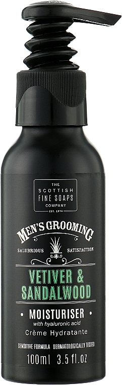 Зволожувальний крем для обличчя для чоловіків, помпа - Scottish Fine Soaps Vetiver & Sandalwood Moisturiser — фото N1