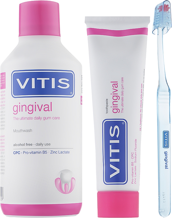 Набор - Dentaid Vitis Gingival (Toothpaste/100ml + Toothbrush + Mouthwash/500ml)
