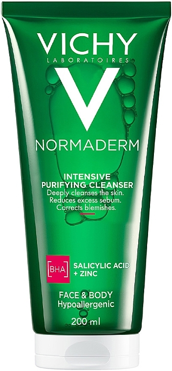 Гель для глибокого очищення жирної, схильної до недоліків шкіри обличчя та тіла - Vichy Normaderm Intensive Purifying Cleanser