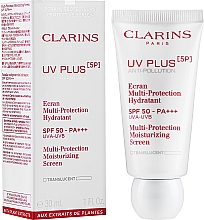 Зволожувальний захисний флюїд-екран для обличчя - Clarins UV Plus [5P] Anti-Pollution SPF 50 — фото N2