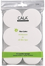 Духи, Парфюмерия, косметика Спонжи для макияжа круглые, 12 шт. - Cala Non Latex Oil Resistant Cosmetics Sponges 70982