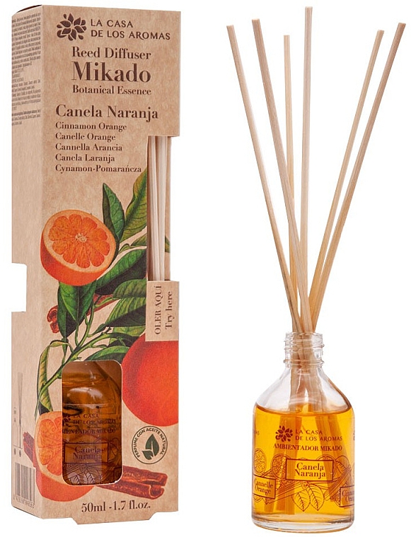 Аромадиффузор "Апельсин и корица" - La Casa de los Aromas Mikado Botanical Reed Diffuser Cinnamon Orange — фото N1