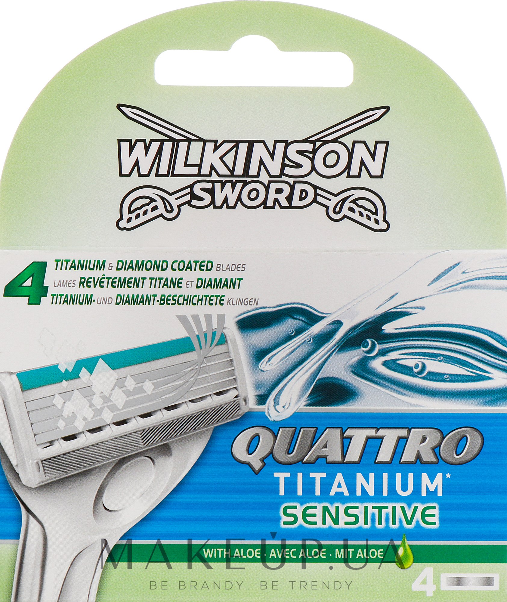 Сменные лезвия, 4 шт - Wilkinson Sword Quattro Titanium Sensitive  — фото 4шт