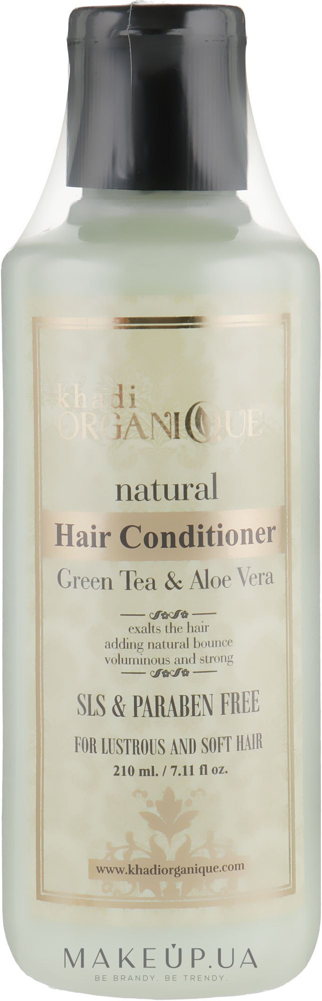 Натуральний трав'яний аюрведичний бальзам-кондиціонер "Зелений чай і алое вера" без СЛС - Khadi Organique Greentea Aloevera Hair Conditioner — фото 210ml