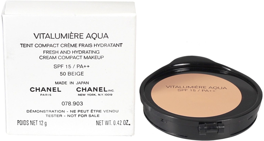 Компактний тональний крем - Chanel Vitalumiere Aqua Fresh and Hydrating  Cream Compact Makeup SPF 15/PA++ (тестер без коробки): купити за найкращою  ціною в Україні