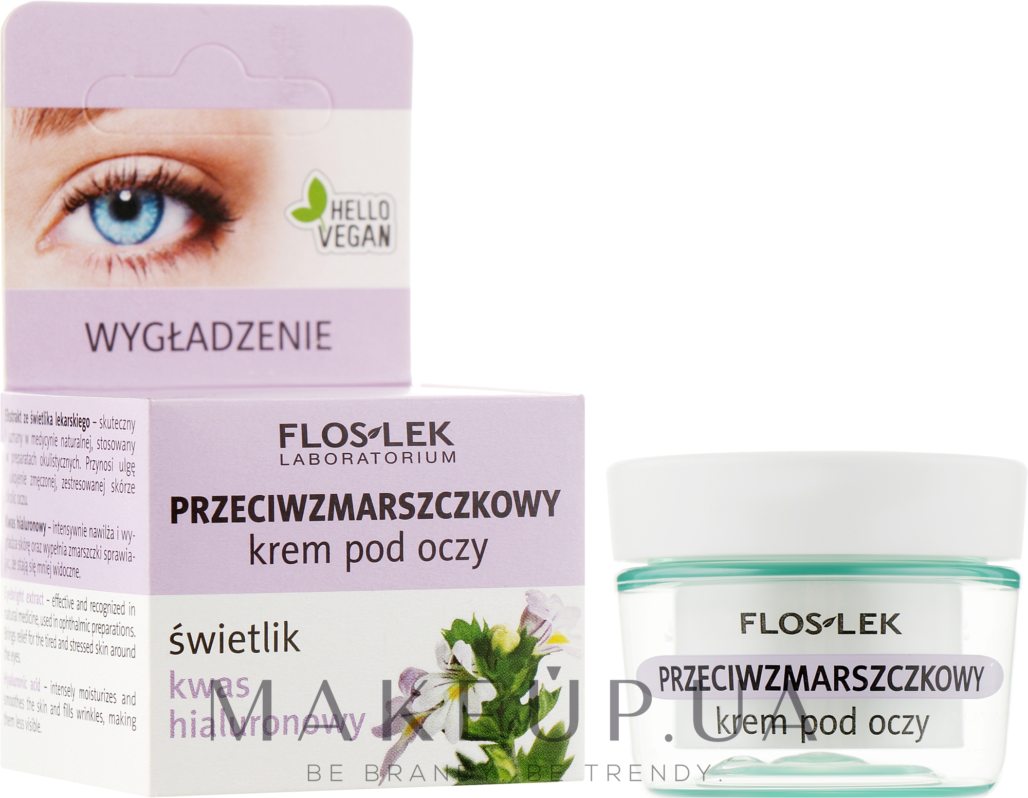 Крем проти зморшок для очей з гіалуроновою кислотою - Floslek — фото 15ml
