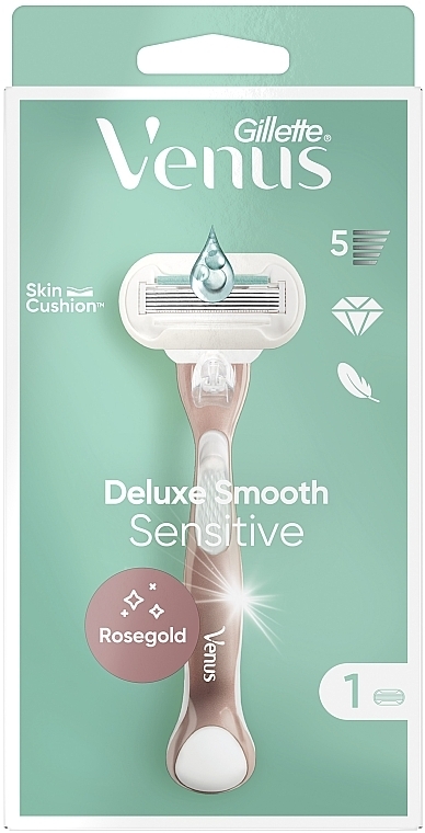 Женская бритва с 1 сменным лезвием - Gillette Venus Deluxe Smooth Sensitive — фото N2