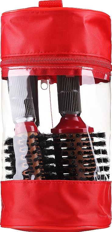 Керамічні щітки для волосся у футлярі, 3 шт, червоний футляр - CHI — фото N2