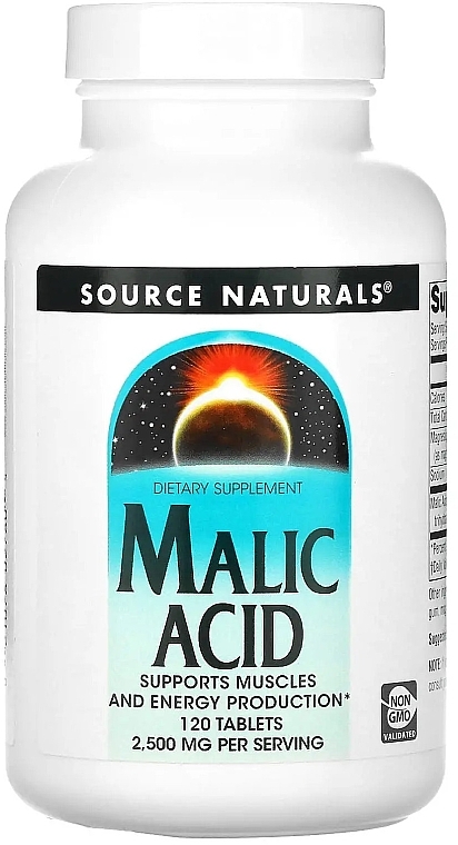 Харчова добавка "Яблучна кислота», 2500 мг, таблетки - Source Naturals Malic Acid 2500 mg — фото N1