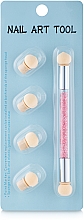 Парфумерія, косметика Двостороння ручка з губками для манікюру, рожева - Canni Nail Art Tool