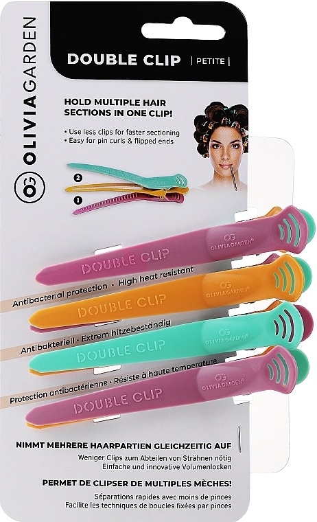 Набір затискачів для волосся, фіолетовий + бірюзовий + помаранчевий + фіолетовий - Olivia Garden — фото N1