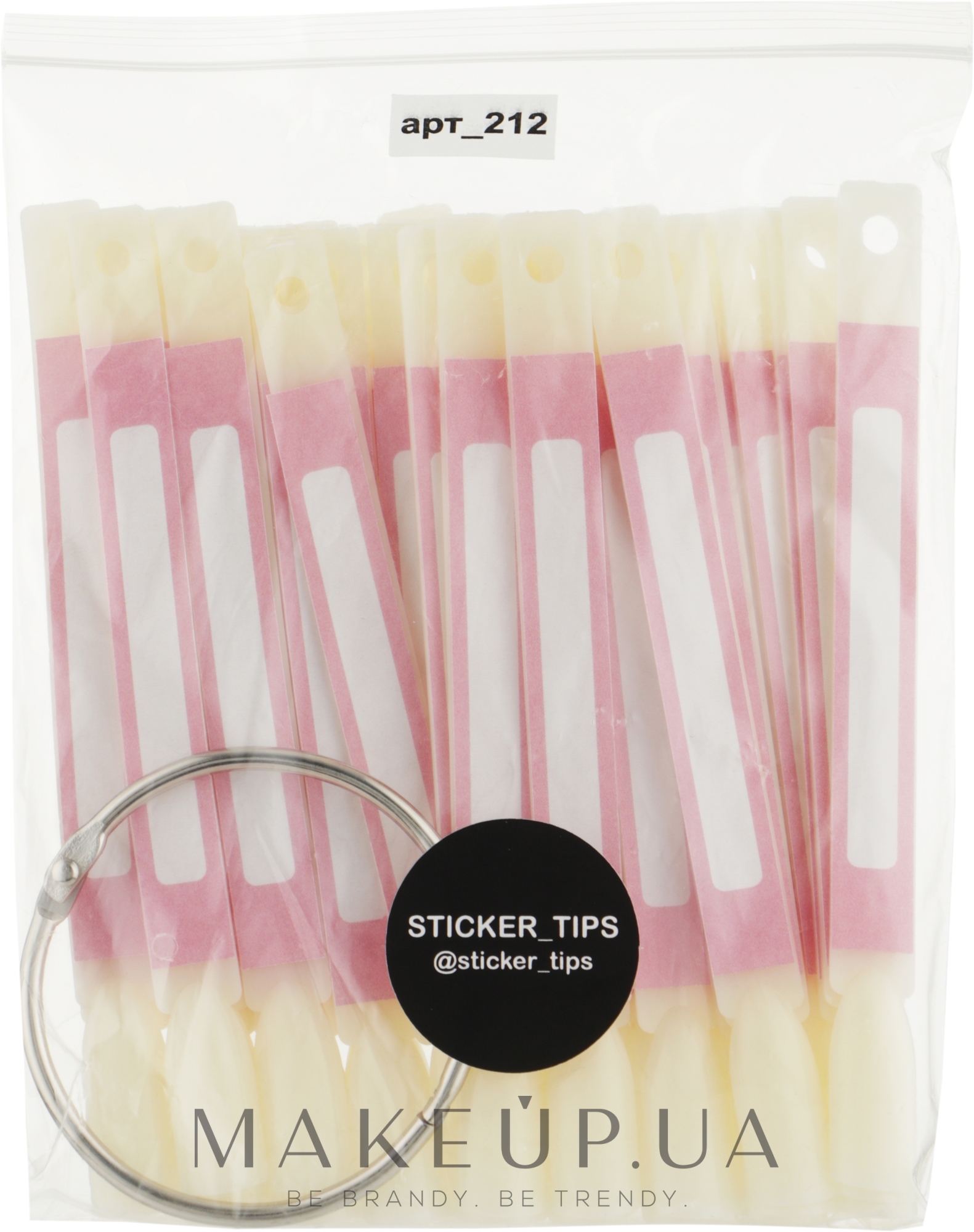 Тіпси на кільці, рожева наліпка, молочні, квадрат - Sticker Tips — фото 50шт