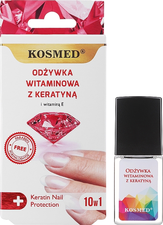 Витаминный лак для ногтей с кератином - Kosmed Colagen Nail Protection 10in1 — фото N2