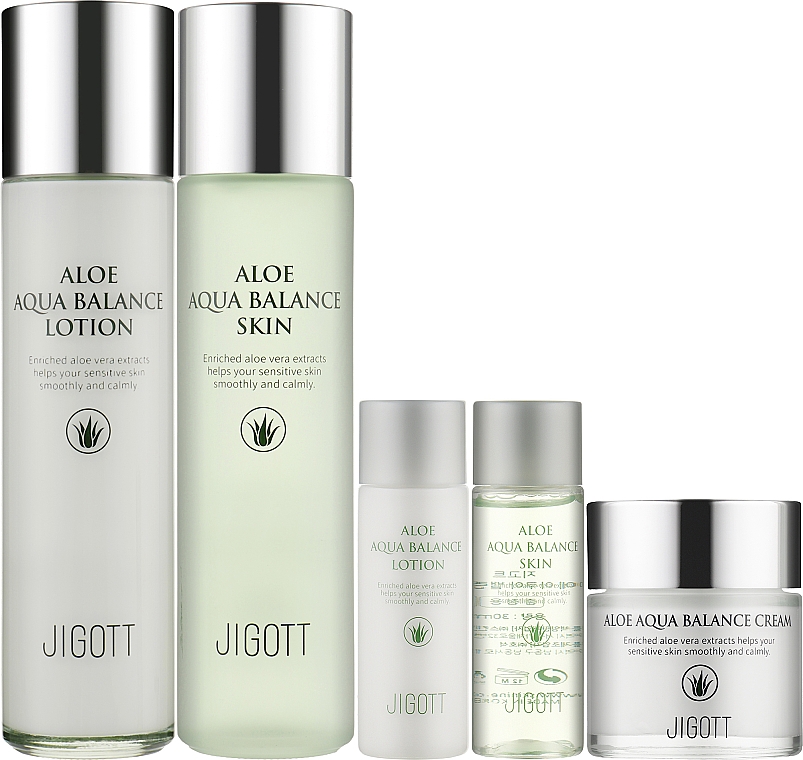 Набор увлажняющей косметики для лица с алоэ, 5 продуктов - Jigott Aloe Aqua Balance Skin Care 3 Set — фото N2