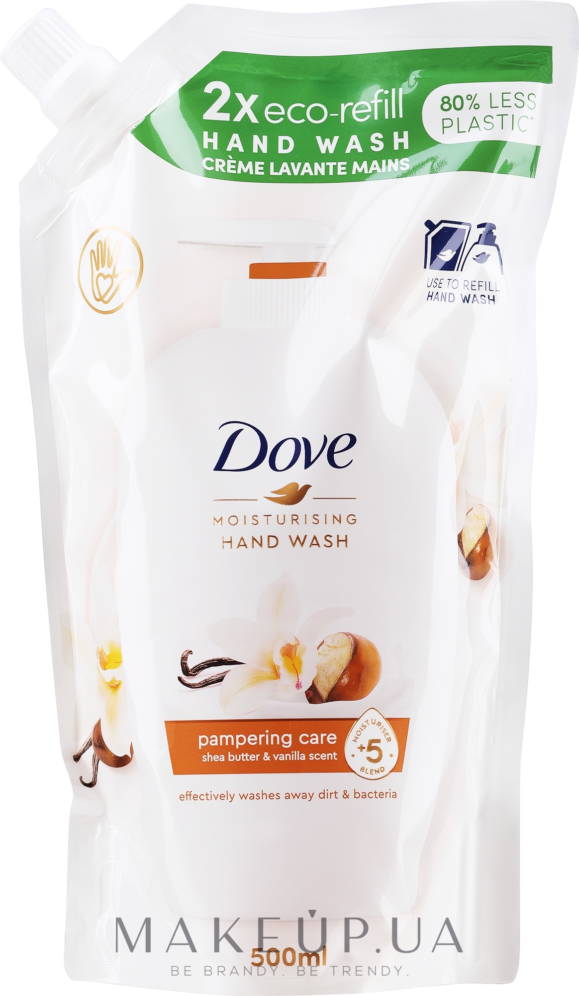 Мило для рук "Масло ши і ваніль" - Dove (дой-пак) — фото 500ml