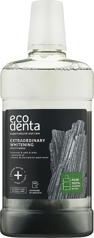 Ополаскиватель для полости рта "Отбеливающий" - Ecodenta Extra Whitening Mouthwash With Black Charcoal