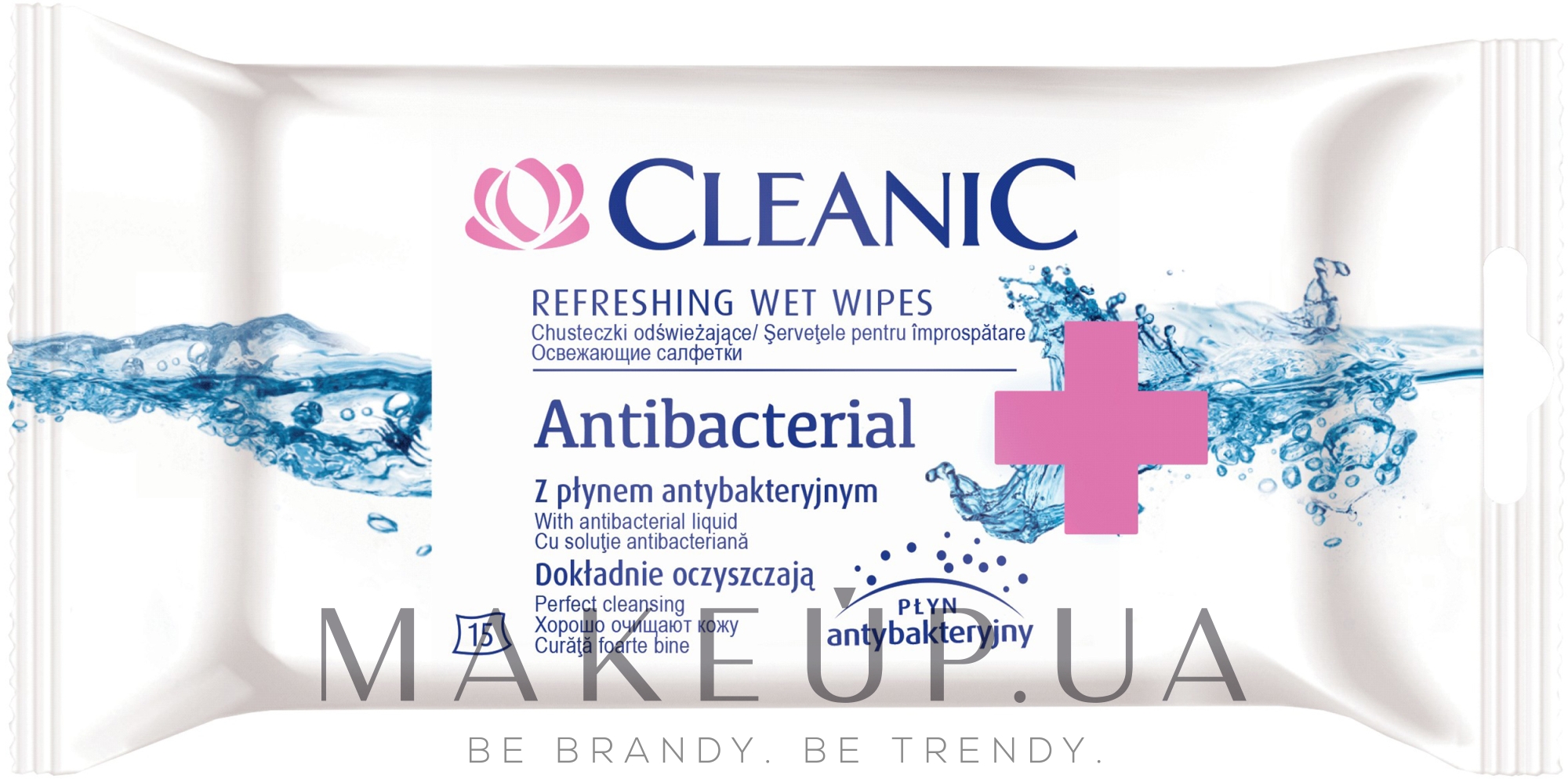 Освіжальні антибактеріальні серветки, 15 шт. - Cleanic Antibacterial Wipes — фото 15шт