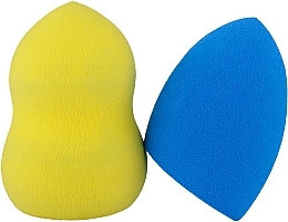 Парфумерія, косметика Набір спонжів-блендерів, груша + зріз, жовтий + синій - Omkara