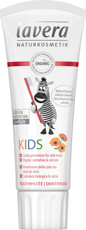 Зубная паста для детей без фтора - Lavera Kids Toothpaste Organic Calendula and Calcium Fluoride — фото N1