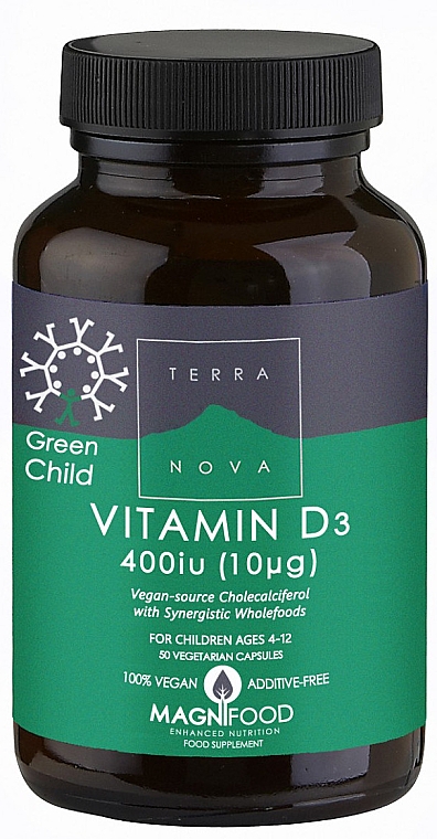 Пищевая добавка "Витамин D3" для детей от 4 до 12 лет - Terranova Green Child Vitamin D3 400iu — фото N1