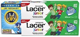 Парфумерія, косметика Набір - Lacer Junior Gel Dental Mint Duo Pack (tooth/gel/2x75ml + toy)