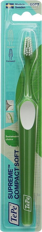 Зубна щітка Supreme Compact Soft, м'яка, салатова - TePe Comfort Toothbrush — фото N1